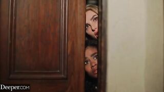 Scarlit and Kenzie are submissive to their mysterious host in a captivating scene
