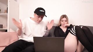 The beautiful girl lost a bet and had to give a blowjob