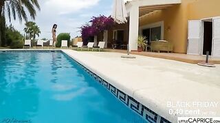 A little Caprice gets used by a foreigner right in the pool