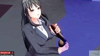 Hentai animation with Japanese girl using earphones to please you