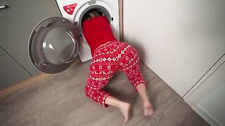 A step mom got stuck in the washing machine for Christmas