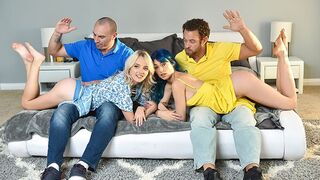 Cute girls get spanks and pussy drilled by stepdads