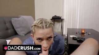 Khloe Kapri gets her step daddy's cock out and strokes it in POV style