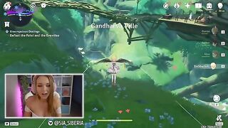 A gamer girl recreates a scene from Genshin Impact with fatal intensity