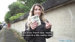 Hot French teacher offers a lesson in intimacy for cash, part of Public Agent’s steamy escapades
