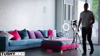 An influencer with a passion for anal meets a shy cameraman and convinces him to work with her