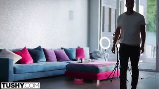 An influencer with a passion for anal meets a shy cameraman and convinces him to work with her