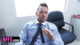 Busty office sluts Sami Parker, Sarah Banks, and Danni Rivers get fucked by their boss’s step-son