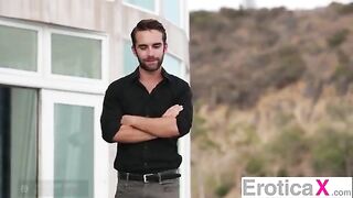 Two sexy brunettes enjoy a passionate threesome with an intense finish - EroticaX