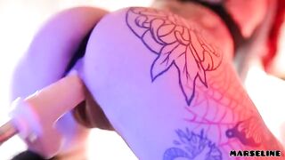 The pretty woman Marseline fucks with a machine in a sensual scene