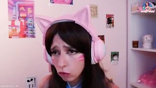 Gamer girl fucked while playing Overwatch with DVA cosplay
