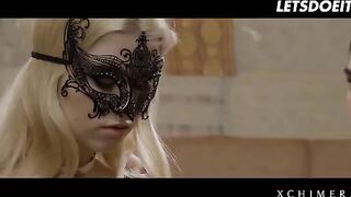 Blonde babe Misha Cross fucks two cocks in a passionate affair