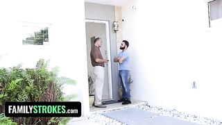 Little slut Claire Black fucks her step uncle all over the house