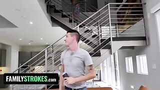 Step sister Sarah Bella gets her two step-brothers’ cocks