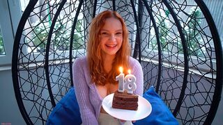 A hot skinny girl was fucked on her 18th birthday in a real, homemade scene