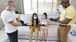 Two step daughters get their pussies cleaned and fucked by horny Dads - DaughterSwap
