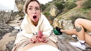 Two young girls just want to enjoy sex on their vacation on the beach