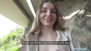 A long-haired Ukrainian has sex with a stranger for money outdoors