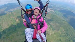 Squirt orgasm while paragliding at 2200 m above the sea