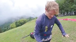 Squirt orgasm while paragliding at 2200 m above the sea