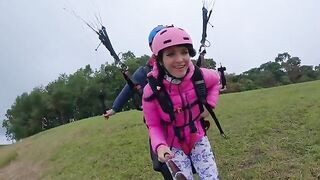 Squirt orgasm while paragliding at 2200 m above the sea
