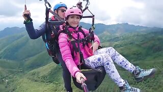 Squirt orgasm while paragliding at 2200 m above the sea