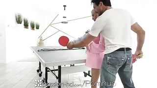 The guy lost to the blonde and had to pay the price