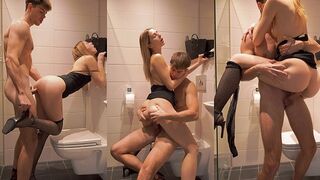 Pervert dude screwed his step sis in the bathroom wearing sexy mini dress and stockings