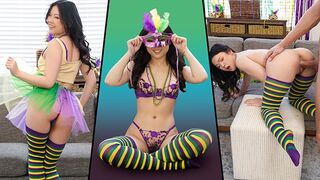 Petite Lulu Chu gets her beaver pounded on Mardi Gras