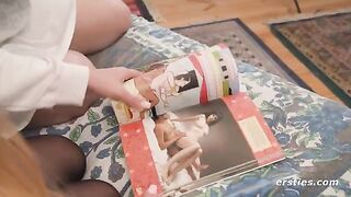 Two hot lesbians explore the Kama Sutra before indulging in each other