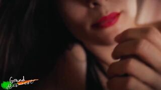 My crazy stepmom with red lips fucks me and swallows my cum