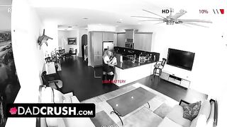Pervert stepdad caught two teenage sluts Macy Meadows and Krissy Knight eating each other’s pussies