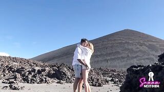 We climbed a volcano and he exploded in my mouth with passion