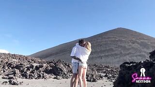 We climbed a volcano and he exploded in my mouth with passion