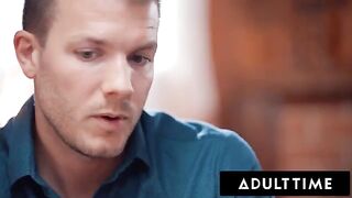 Passionate sex with a real couple, Vanna Bardot and Codey Steele, on a couch