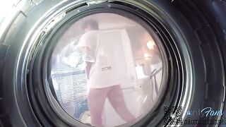 Stuck step sis gets creampie from washing machine