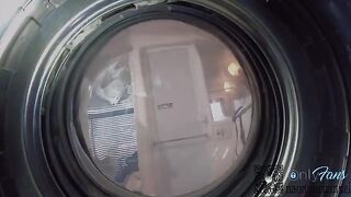 Stuck step sis gets creampie from washing machine