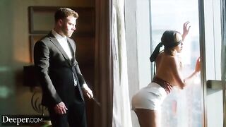 Curvy Kazumi is dominated, gagged & spanked hard by a commanding figure in a sensual scene