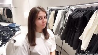 A girl cheats on her boyfriend in the fitting room, taking a big risk