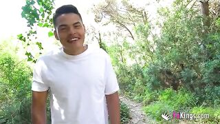 A busty woman Korin has sex with strangers in public places