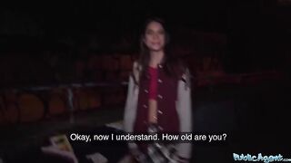 Hot French model Candie Luciana fucked outdoors for cash by Public Agent