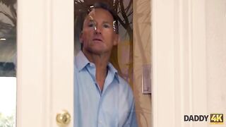 The minx has sex with her boyfriend’s dad in the pool, a steamy scenario straight out of a Daddy4K fantasy
