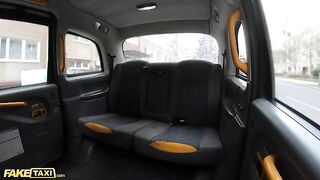 A guy gets a blowjob from a gorgeous brunette in the Fake Taxi