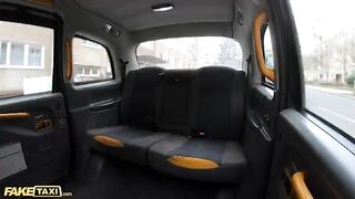 A guy gets a blowjob from a gorgeous brunette in the Fake Taxi