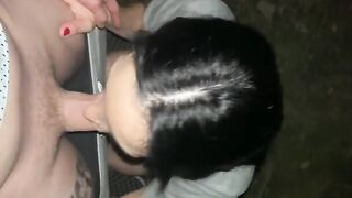 A quickie blowjob session in an abandoned park house, capturing every intense moment