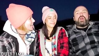 A threesome sex adventure of hot polyamorous girls in the woods