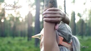A hot blonde got lost in the woods and had to fuck for help
