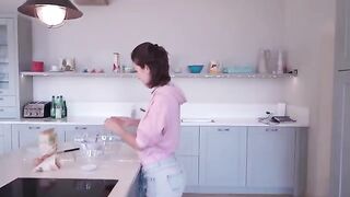 I'm cooking and stripping in the kitchen at a friend's house. It's totally okay