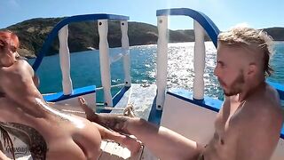 Public sex of beautiful couple on the boat