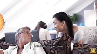 Old guy cheats on wife with her son's GF in taboo scene